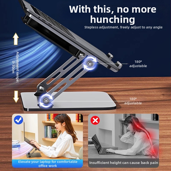 Suport pentru laptop cu bază din oțel carbon, liftabil pentru răcire îmbunătățită - Nulan, Modelul 21, Greutate 1,3 kg