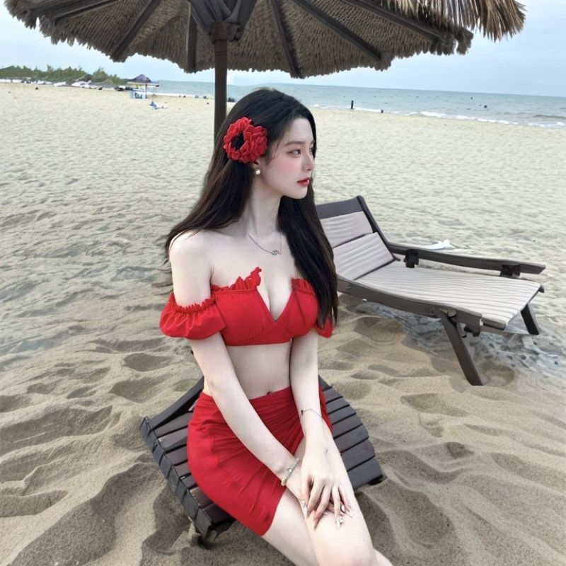 Canan Разделен дамски бански костюм със подплънки в чашките, висока талия, без гръб