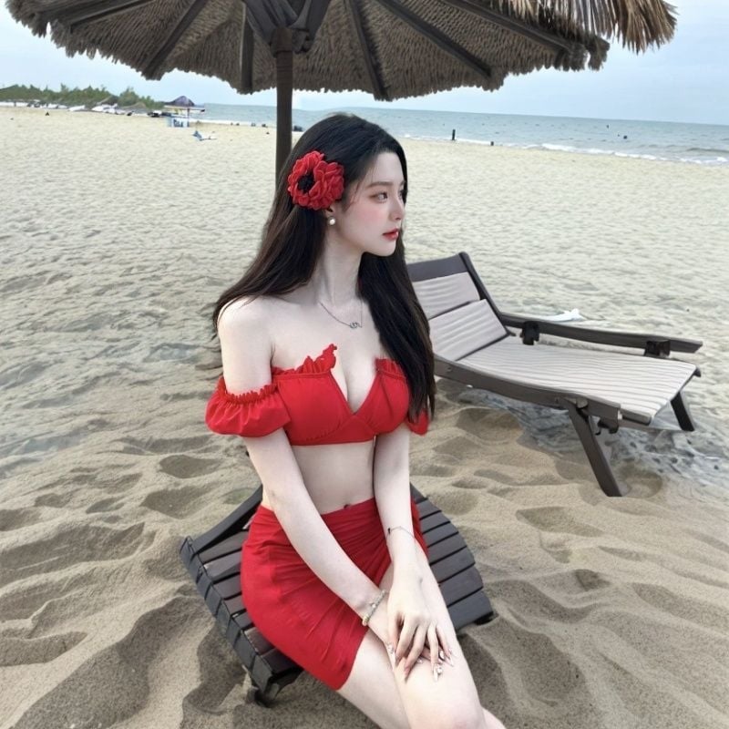 Canan Разделен дамски бански костюм със подплънки в чашките, висока талия, без гръб