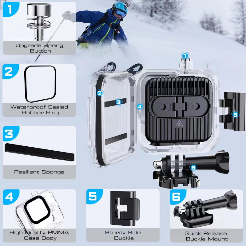 GoPro Hero11 MINI vodotesný ochranný kryt, kompatibilný, 60 m hĺbka, ekologický polykarbonát