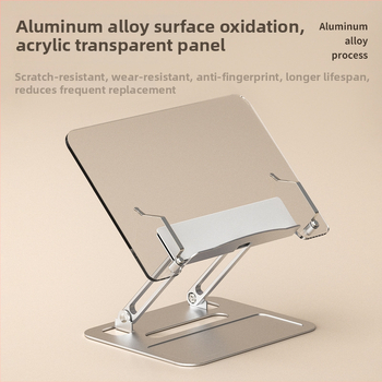 Stojan na čítanie do stola, skladací a výškovo nastaviteľný, z hliníkovej zliatiny a akrylu, model Z69, univerzálny pre knihy a tablety
