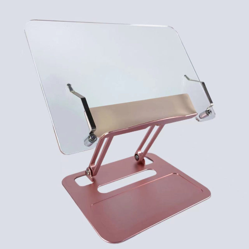 Stojan na čítanie do stola, skladací a výškovo nastaviteľný, z hliníkovej zliatiny a akrylu, model Z69, univerzálny pre knihy a tablety