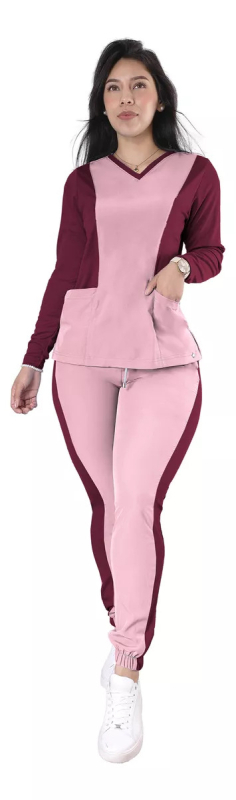 Zdravotná sestra – jogging set s V-krkom, odvádzajúci vlhkosť z polyesteru, vhodný do nemocnice, kliniky, kozmetického salónu a veterinárnej kliniky