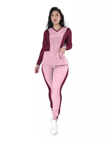 Zdravotná sestra – jogging set s V-krkom, odvádzajúci vlhkosť z polyesteru, vhodný do nemocnice, kliniky, kozmetického salónu a veterinárnej kliniky