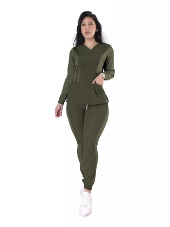 Zdravotná sestra – jogging set s V-krkom, odvádzajúci vlhkosť z polyesteru, vhodný do nemocnice, kliniky, kozmetického salónu a veterinárnej kliniky