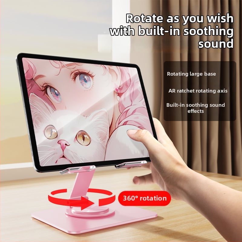 Držač za tablet — sladak zeko s izrezom za odvodenje topline, 360° rotacija, kompatibilan s iPad/iPhone, težina 285 g