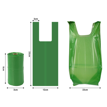 Biodegradable egyszínű háziállat-hulladék zacskók, folyamatos tekercsben, macskaalomhoz és kutyapiszokhoz, PLA anyagból