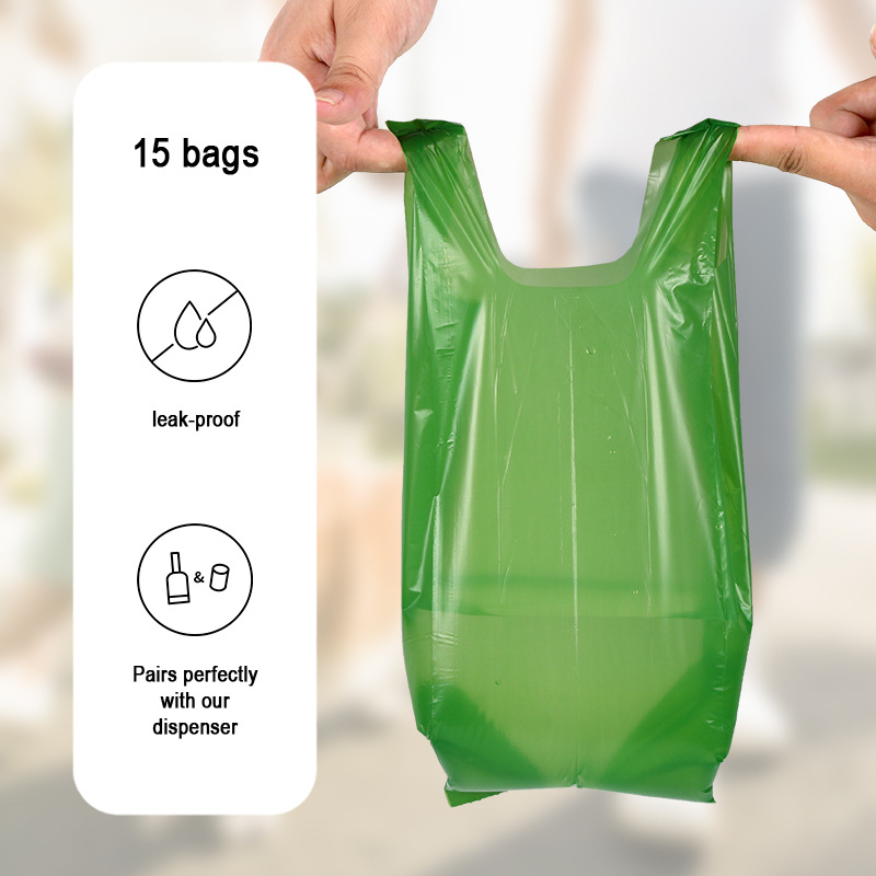 Biodegradable egyszínű háziállat-hulladék zacskók, folyamatos tekercsben, macskaalomhoz és kutyapiszokhoz, PLA anyagból