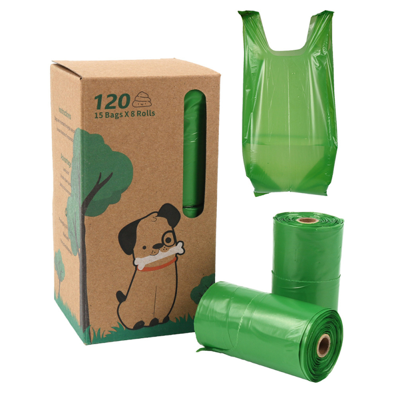 Biodegradable egyszínű háziállat-hulladék zacskók, folyamatos tekercsben, macskaalomhoz és kutyapiszokhoz, PLA anyagból