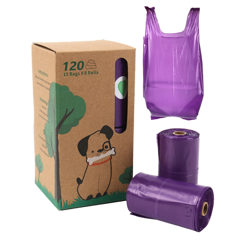 Biodegradable egyszínű háziállat-hulladék zacskók, folyamatos tekercsben, macskaalomhoz és kutyapiszokhoz, PLA anyagból