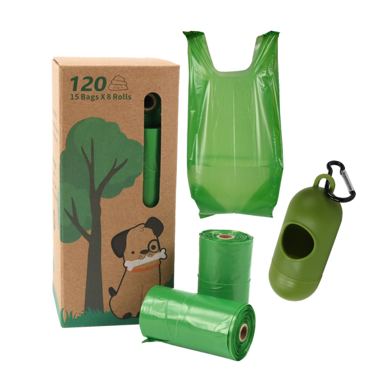 Biodegradable egyszínű háziállat-hulladék zacskók, folyamatos tekercsben, macskaalomhoz és kutyapiszokhoz, PLA anyagból