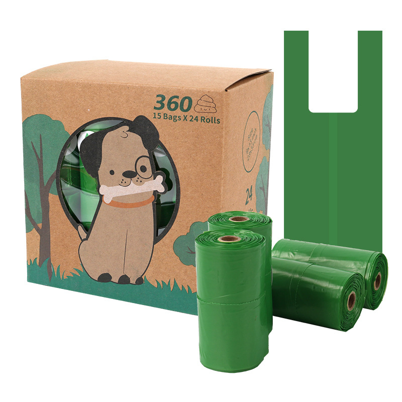 Biodegradable egyszínű háziállat-hulladék zacskók, folyamatos tekercsben, macskaalomhoz és kutyapiszokhoz, PLA anyagból