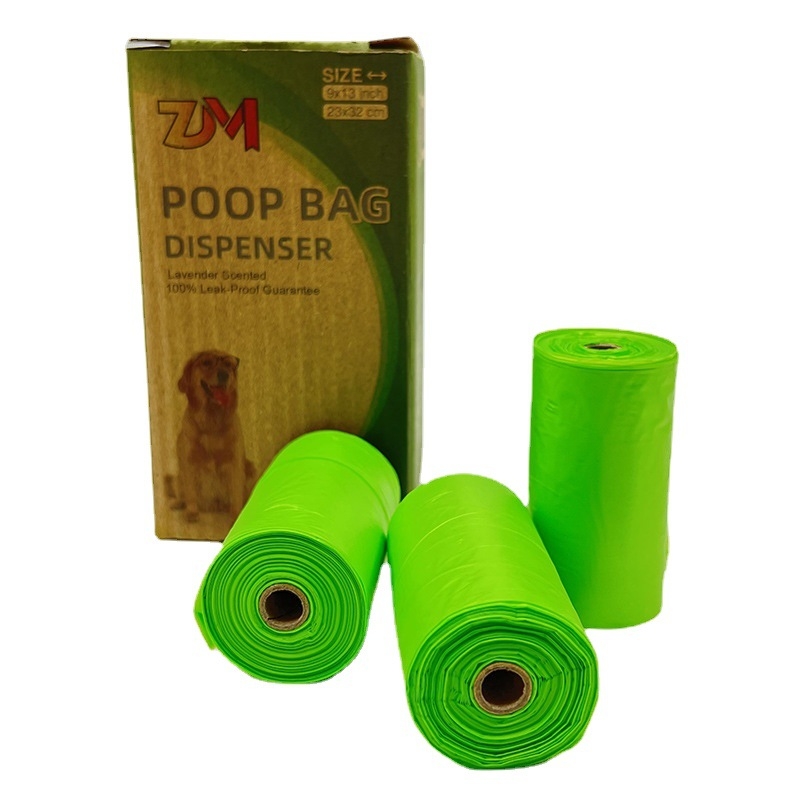 Biodegradálható kutyapisziszsákok dobozos csomagolásban, logónyomható, hordozható ürülékgyűjtő zacskók