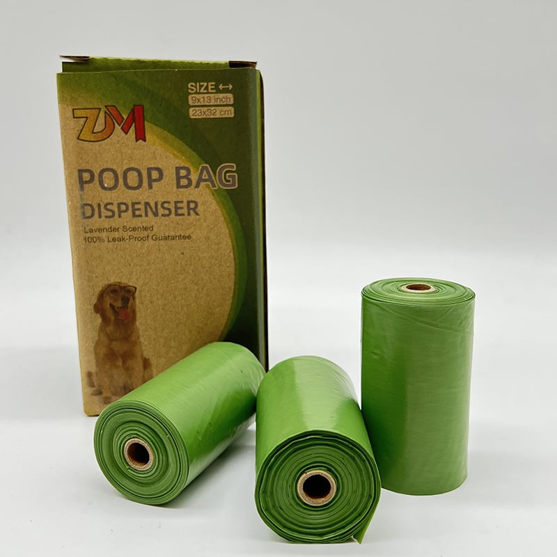 Biodegradálható kutyapisziszsákok dobozos csomagolásban, logónyomható, hordozható ürülékgyűjtő zacskók