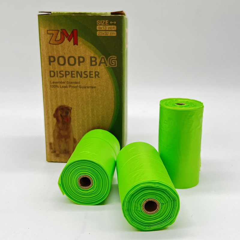 Biodegradálható kutyapisziszsákok dobozos csomagolásban, logónyomható, hordozható ürülékgyűjtő zacskók