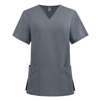 Top medical unisex cu decolteu în V, uscare rapidă, amestec poliester-elastan, evacuare umezeala, mâneci scurte