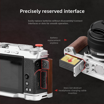 Vienos rankos laikiklis Fuji X-M5 kamerai – L formos rankena su šaltojo kištuku Fly023_1