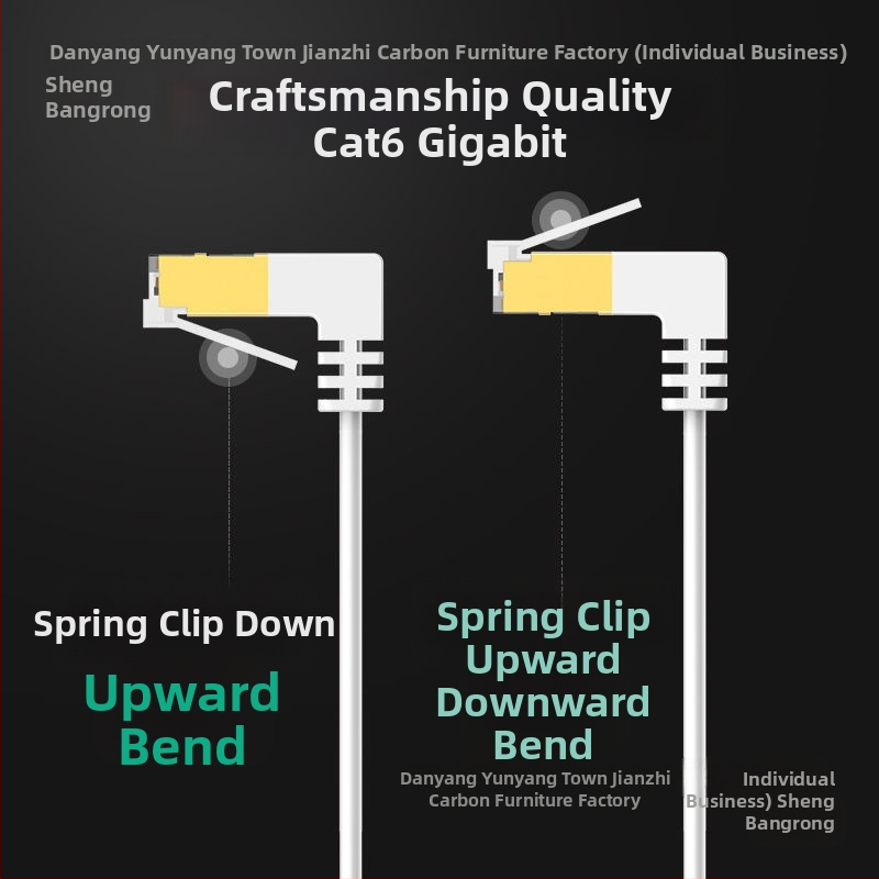 Cat6 plokščias Ethernet kabelis su 90° kampu, variniai laidininkai, gigabit greitis
