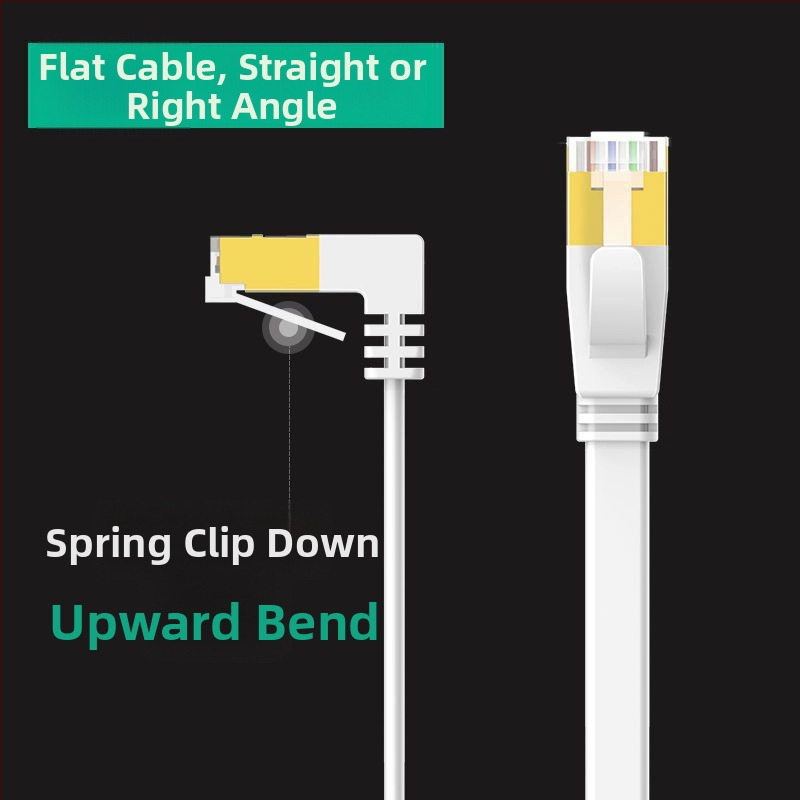 Cat6 plokščias Ethernet kabelis su 90° kampu, variniai laidininkai, gigabit greitis