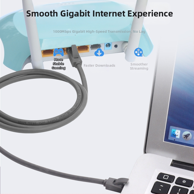 Cat6 Ethernet kabelis, RJ45, bezskābes vara, OD6.0, maršrutētāja savienojums