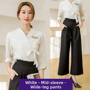 Unisex pracovné odevy pre terapeutov zdravia a krásy – Vysoká kvalita salónu starostlivosti o pokožku, SPA terapia nô; Anti-Radiation; Chenille tkanina so Spandexom; päťbodové nohavice