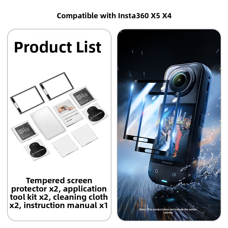 Insta360 ONE X5 tvrdené sklo — ochranný kryt obrazovky, 1:1 veľkosť, plná obrazovka, bez loga