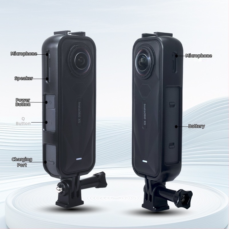 Rozšírený rám ochranné puzdro pre Insta360 X5, pre horizontálne/vertikálne snímanie, odolný voči škrabnutiam a pádovým (ABS; rám + adaptér + skrutková tyč; Kompatibilný model: Insta360 X5)