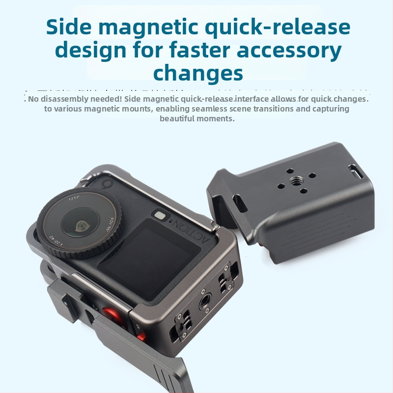 Kit de fotografie de stradă din aluminiu pentru Dji Action6, cu husă protecție și cușcă metalică pentru cameră