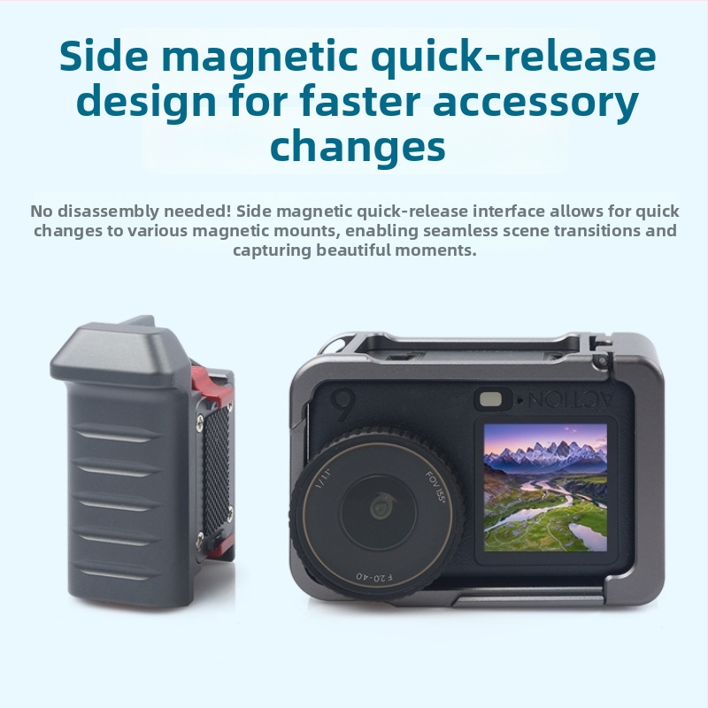 Kit de fotografie de stradă din aluminiu pentru Dji Action6, cu husă protecție și cușcă metalică pentru cameră