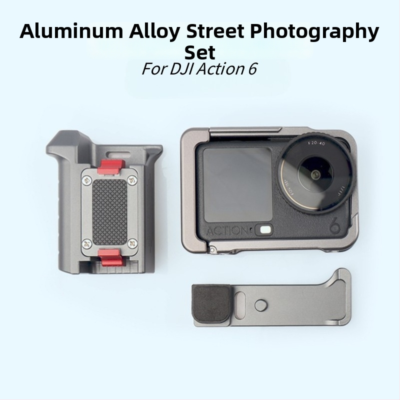 Kit de fotografie de stradă din aluminiu pentru Dji Action6, cu husă protecție și cușcă metalică pentru cameră