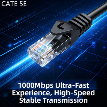 CAT6 Ethernet kabelis - Gigabitinis 1000 Mbps, skirtas nešiojamam/ maršrutizatoriui/ PC, namų/ biuro tinklo kabeliavimui, darbinė temperatūra -20…60°C
