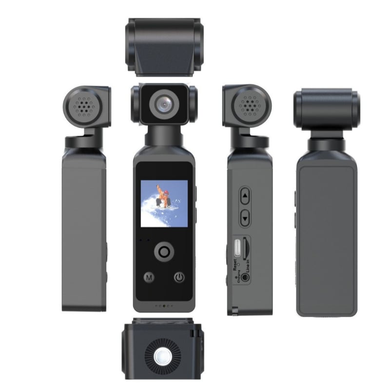 Κάμερα τσέπης 5K με σταθεροποίηση εικόνας, 1.3" LCD, αποθήκευση σε κάρτα TF, μπαταρία περίπου 1.5 ώρα, κλιπ για το χέρι