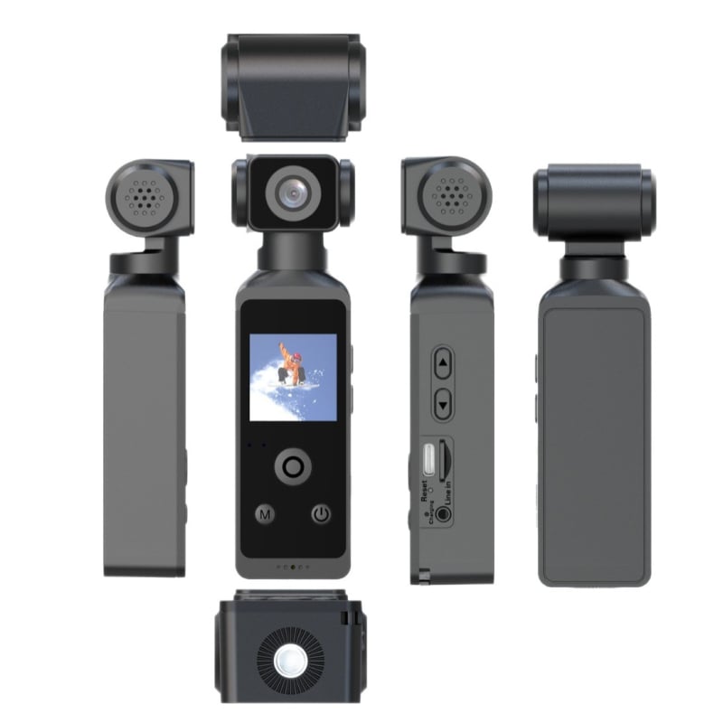 Κάμερα τσέπης 5K με σταθεροποίηση εικόνας, 1.3" LCD, αποθήκευση σε κάρτα TF, μπαταρία περίπου 1.5 ώρα, κλιπ για το χέρι