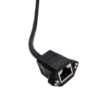 Apsaugotas RJ45 Cat5e tinklo plėtiklio kabelis, vyras–moteris, su fiksuotomis ausimis