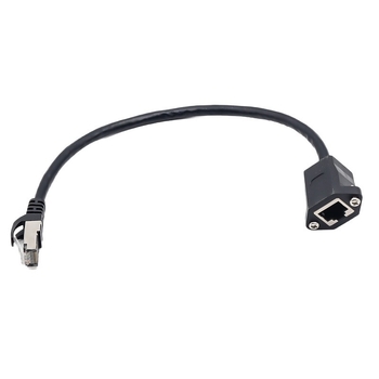 Apsaugotas RJ45 Cat5e tinklo plėtiklio kabelis, vyras–moteris, su fiksuotomis ausimis