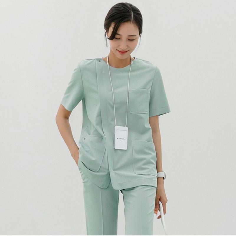 Unisex chirurgický scrub top s piatimi štvrťrami rukávmi a rohovými rukávmi, Chenille-Spandex textília (70–80%), radiačná ochrana, dĺžka 50–65 cm, jar 2025