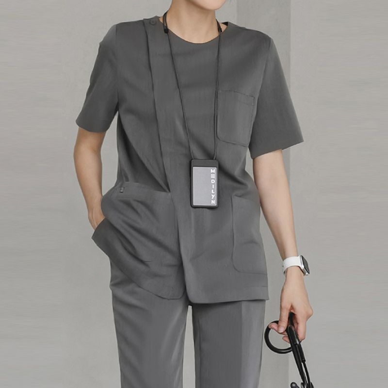 Unisex chirurgický scrub top s piatimi štvrťrami rukávmi a rohovými rukávmi, Chenille-Spandex textília (70–80%), radiačná ochrana, dĺžka 50–65 cm, jar 2025