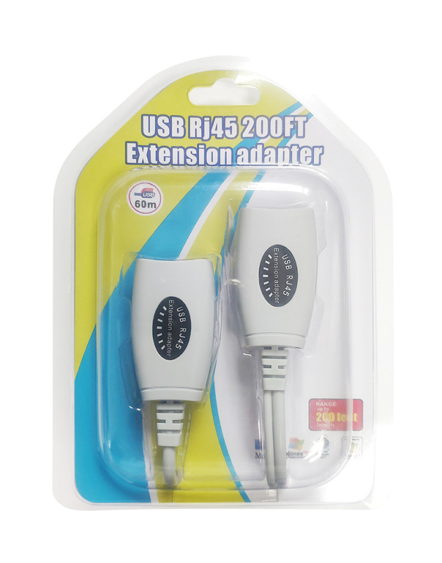 USB pratęsėjas per RJ45, diapazonas 50 m, USB-RJ45 plėtimo laidas, RJ45 tinklo jungtis, universalus suderinamumas, svoris 0,1 kg