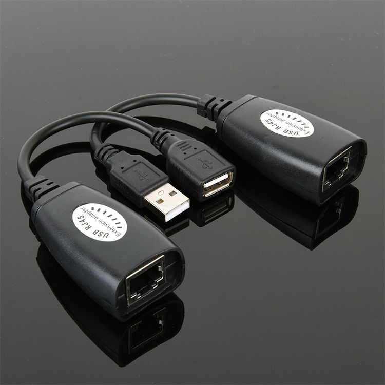 USB pratęsėjas per RJ45, diapazonas 50 m, USB-RJ45 plėtimo laidas, RJ45 tinklo jungtis, universalus suderinamumas, svoris 0,1 kg