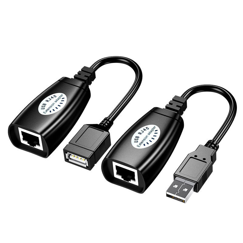 USB pratęsėjas per RJ45, diapazonas 50 m, USB-RJ45 plėtimo laidas, RJ45 tinklo jungtis, universalus suderinamumas, svoris 0,1 kg