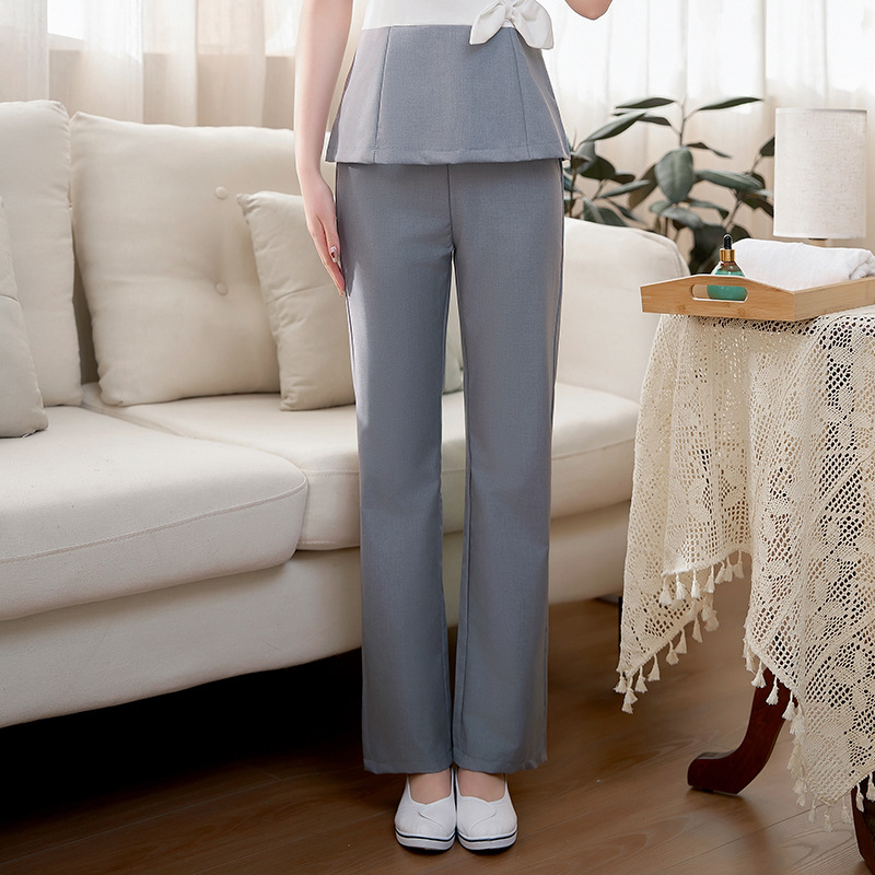 Ženská uniforma do kozmetického salónu – rýchloschnúci materiál, zmes polyesteru a elastanu, krátke rukávy, kruhový výstrih, nohavice