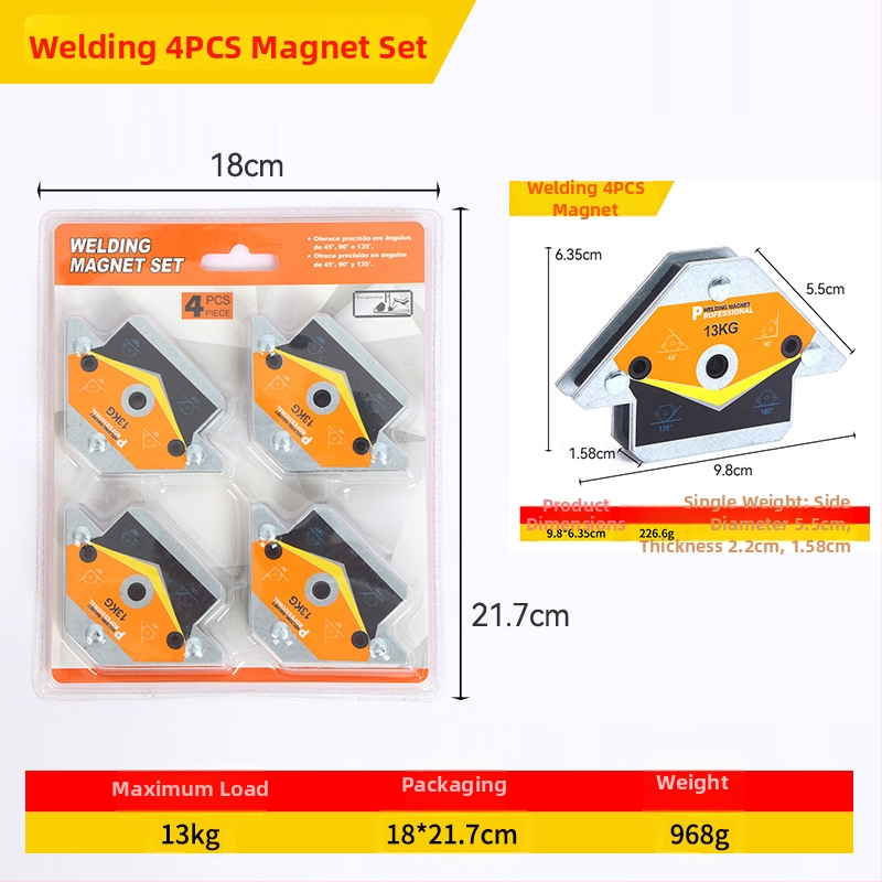 Metināšanas pozicionēšanas komplekts – daudzvirzienu palīgierīce, trīsstūrveida un sešstūrveida metināšanas magnēti, metināšanai, montāžai, marķēšanai, cauruļu uzstādīšanai un metāla apstrādei