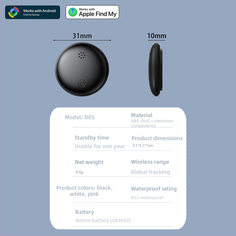D05 GPS ανιχνευτής για Android και iOS, καθολική τοποθέτηση, χωρίς λήψη εφαρμογής, μπαταρία 210 mAh, σχεδίαση με άγκιστρο, κατάλληλος για ηλικιωμένους, οχήματα και κατοικίδια.