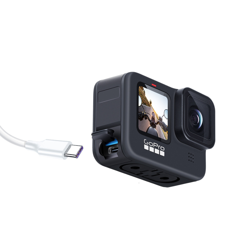 Kovový bočný kryt batérie pre GoPro 12/11/10/9 s otvorom na nabíjanie a chladiacim ventilačným otvorom