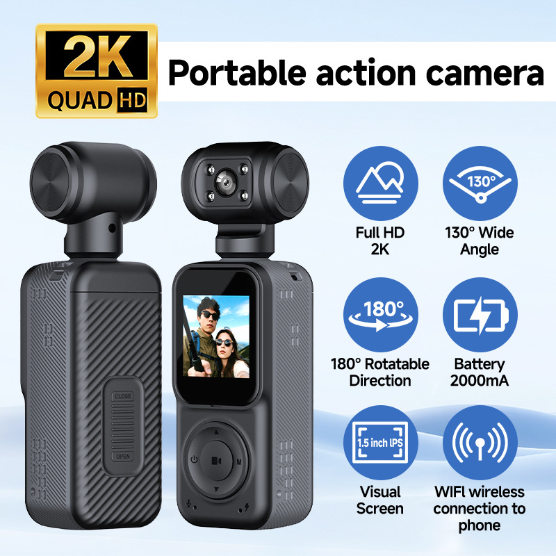 Q5 prijenosna akcijska kamera sa stabilizacijom za outdoor vožnju biciklom — 1,5" LCD, 200W pixela, TF kartično skladištenje, trajanje baterije 5–10 h