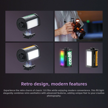 Accesorii pentru obiectiv: TTARTISAN lumină RGB de umplere magnetică pentru cameră — design în formă de film, montaj magnetic, compatibil cu hot shoe