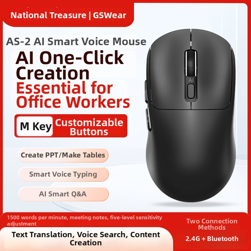 AI okos vezeték nélküli Bluetooth egér fordítással, írással és rajzolással, hangvezérléssel (3 gomb)