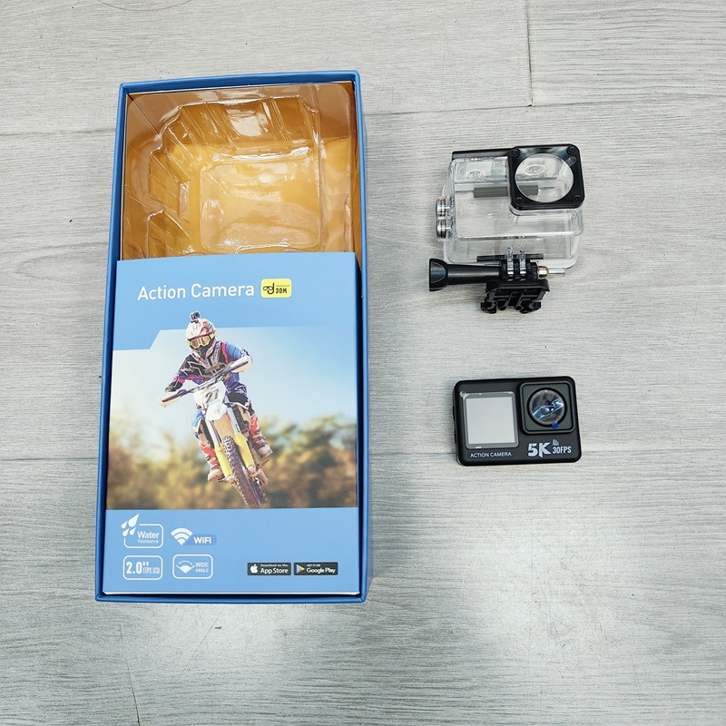 Cameră de acțiune 5K cu atingere și ecran dublu | control WiFi de la distanță | Model H26TP, 2400W pixeli, TF card, baterie 60 minute