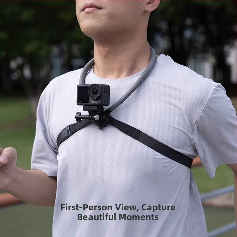 CapLock držiak na krk pre akčnú kameru – prvá osoba pohľad, univerzálny, model P-GM-389, materiály: silikón, nerezová oceľ, hliník, PC-PBT