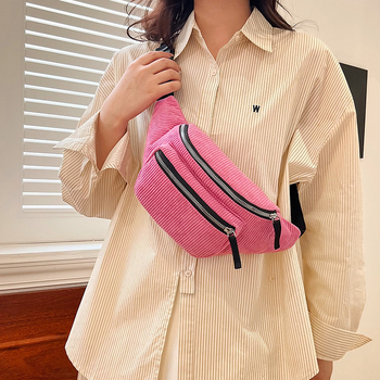 Uniszex deréktáska – Városi egyszerű stílus; Corduroy anyag; Poliészter bélés; Cipzáras nyitás; Telefontok